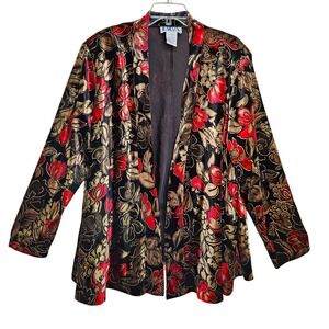 Womens Fairy Velvet Floral Open‎ Cardigan 2X Jacket Black Red Whimsigoth Holiday